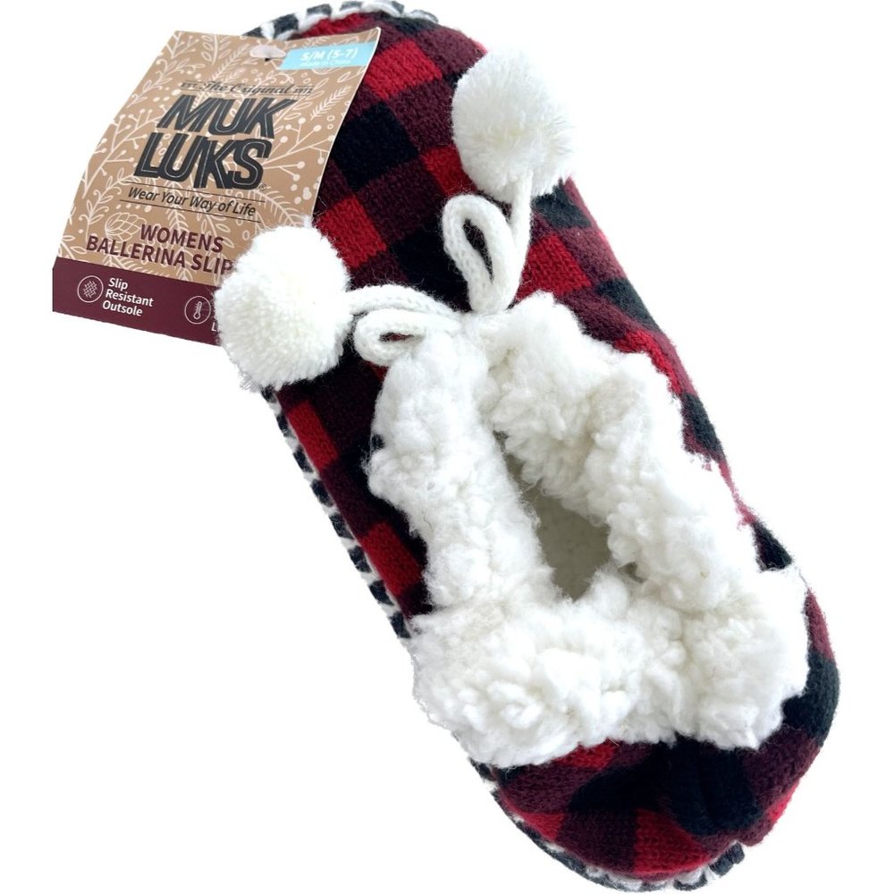 Muk Luks slippers women 5-7, Buffalo plaid ballerina slippers NEW